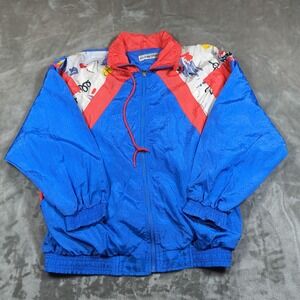 Vintage Casual Isle Windbreaker Jacket Men Large Blue Red 80s 90s Colorblock